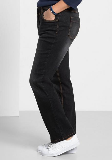 sheego Gerade Jeans mit Used-Effekten - black Denim sheego Günstig kaufen