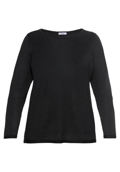 sheego Longpullover mit U-Boot-Ausschnitt und Leinenanteil - schwarz sheego Versandkostenfrei
