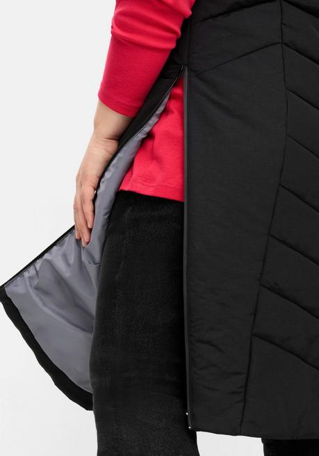 sheego Lange Steppweste mit Kapuze und seitlichen Zippern - schwarz sheego Flash Sale