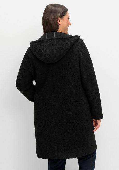 sheego Kapuzenmantel in kuscheliger Bouclé-Qualität - schwarz sheego Begrenztes Angebot
