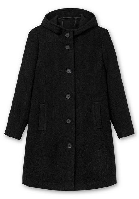 sheego Kapuzenmantel in kuscheliger Bouclé-Qualität - schwarz sheego Begrenztes Angebot