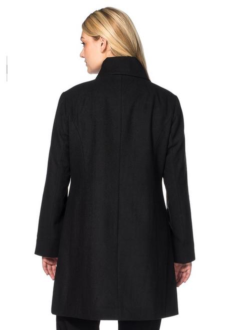 sheego Kurzmantel mit asymmetrischem Kragen - schwarz sheego Preisnachlass