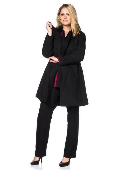 sheego Kurzmantel mit asymmetrischem Kragen - schwarz sheego Preisnachlass