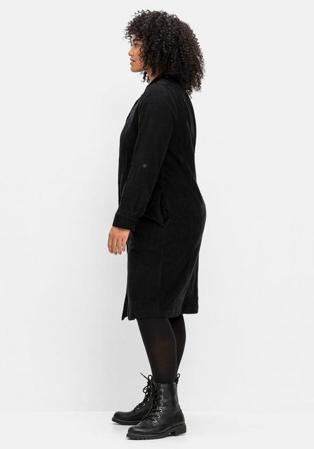 sheego Hemdblusenkleid aus weichem Cord - schwarz sheego Saisonschlussverkauf