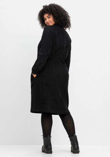 sheego Hemdblusenkleid aus weichem Cord - schwarz sheego Saisonschlussverkauf