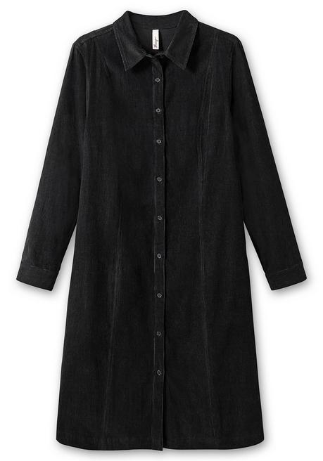 sheego Hemdblusenkleid aus weichem Cord - schwarz sheego Saisonschlussverkauf