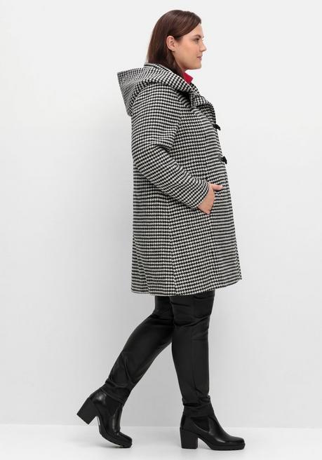 sheego Dufflecoat in A-Linie, mit Hahnentrittmuster - schwarz-grau sheego Black Friday