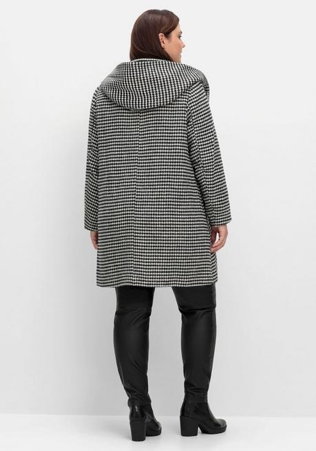 sheego Dufflecoat in A-Linie, mit Hahnentrittmuster - schwarz-grau sheego Black Friday