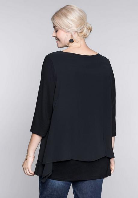 sheego Blusenshirt in leichter A-Linie mit Zipfelsaum - schwarz sheego Muttertagsangebot