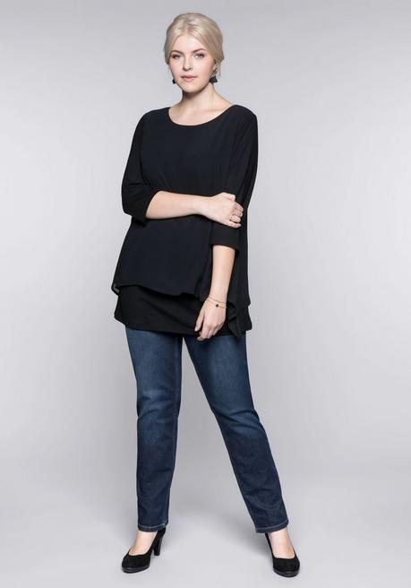 sheego Blusenshirt in leichter A-Linie mit Zipfelsaum - schwarz sheego Muttertagsangebot
