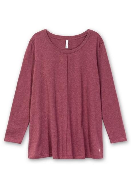 sheego Fein meliertes Langarmshirt in A-Linie, mit Rundhals - brombeer meliert sheego Top Angebot