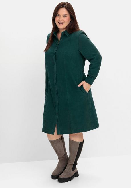 sheego Hemdblusenkleid aus weichem Cord - tiefgrün sheego Neueste Mode