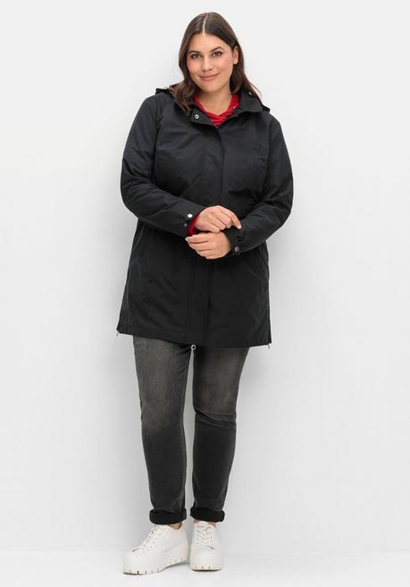 sheego Parka mit gestreiftem Futter, wasserabweisend - schwarz sheego Online Outlet