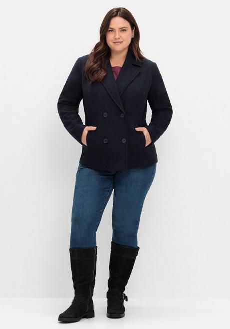 sheego Kurze, gefütterte Cabanjacke mit Wollanteil - tiefblau sheego Exklusive Angebote