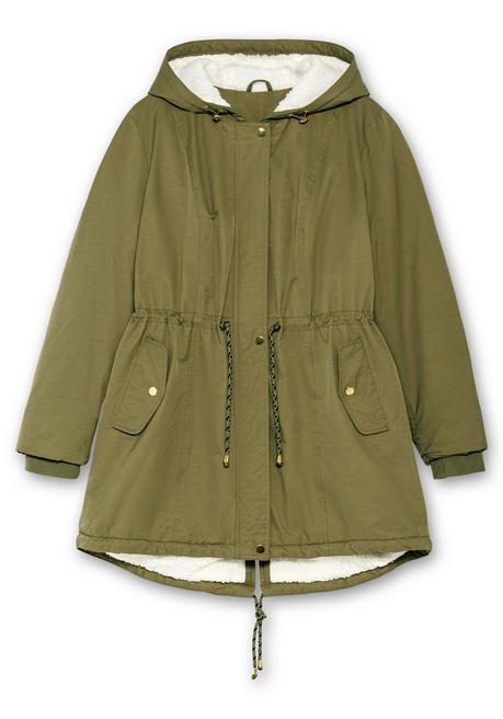 sheego Wattierte Jacke im Parka-Stil mit kuscheliger Kapuze - oliv sheego Saisonale Angebote