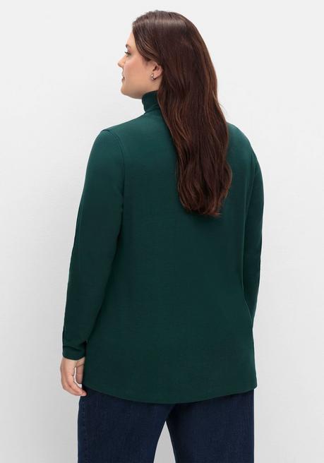 sheego Langarmshirt mit Rollkragen, in A-Linie - tiefgrün sheego Tägliche Deals