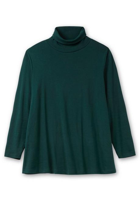 sheego Langarmshirt mit Rollkragen, in A-Linie - tiefgrün sheego Tägliche Deals