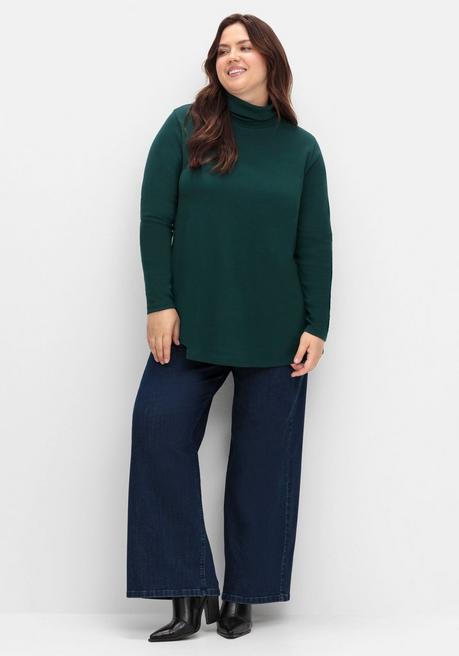 sheego Langarmshirt mit Rollkragen, in A-Linie - tiefgrün sheego Tägliche Deals
