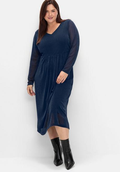 sheego Abendkleid mit Mesh und Effektgarn - saphir sheego Riesige Ersparnisse