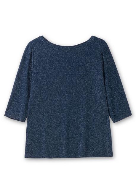 sheego 3/4-Arm-Shirt mit Glitzergarn und U-Boot-Ausschnitt - saphir sheego Tiefpreis