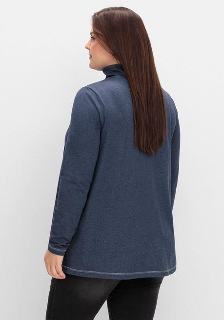 sheego Langarmshirt in A-Linie, mit Stehkragen - saphir meliert sheego Super Sparpreis