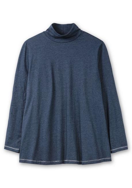 sheego Langarmshirt in A-Linie, mit Stehkragen - saphir meliert sheego Super Sparpreis