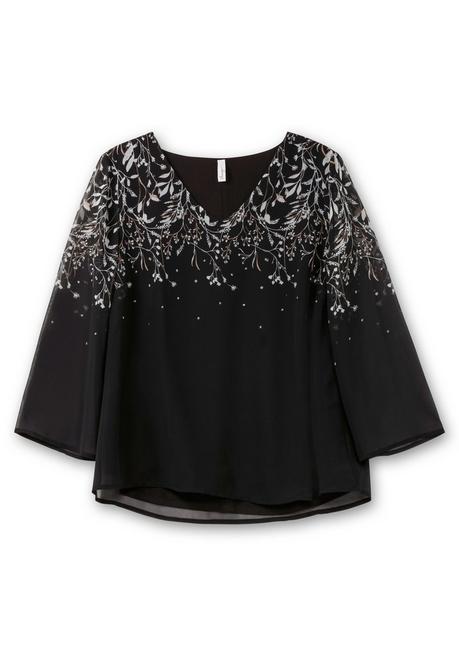 sheego Gefütterte Chiffontunika mit Alloverprint - schwarz-weiß gemustert sheego Wochenangebot