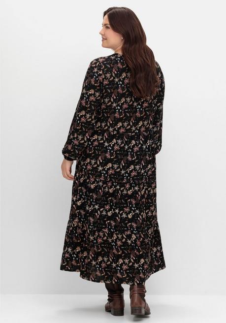 sheego Gestuftes Maxikleid mit Alloverprint - schwarz bedruckt sheego Kostenlose Rückgabe