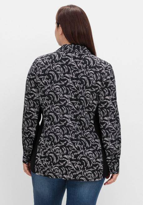 sheego Bluse mit Print und elastischen Einsätzen - schwarz-weiß gemustert sheego Begrenzte Freigabe