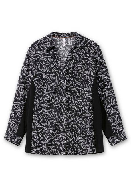sheego Bluse mit Print und elastischen Einsätzen - schwarz-weiß gemustert sheego Begrenzte Freigabe