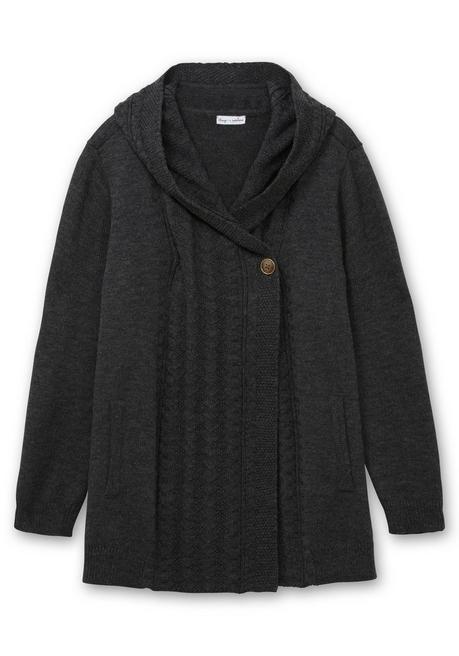 sheego by Joe Browns Cardigan mit Kapuze und Knopfverschluss - anthrazit sheego Letzte 3 Tage