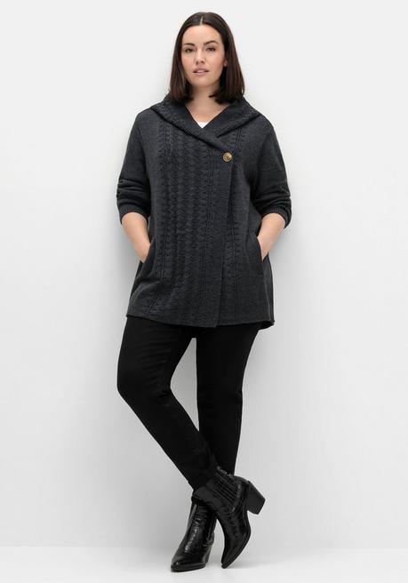 sheego by Joe Browns Cardigan mit Kapuze und Knopfverschluss - anthrazit sheego Letzte 3 Tage