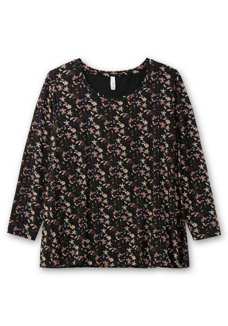 sheego Langarmshirt mit Alloverdruck, in A-Linie - schwarz gemustert sheego Zeitbegrenzte Promotion