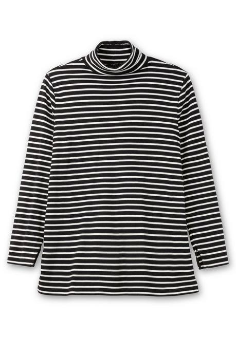 sheego Ringelshirt mit Rollkragen, in Rippqualität - schwarz-weiß sheego Bis zu 50% Rabatt