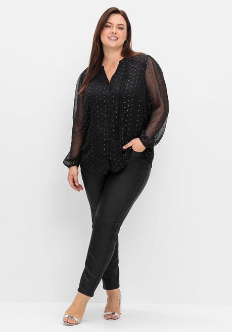 sheego by Joe Browns Chiffonbluse mit eingewebten Glanzfäden - schwarz gemustert sheego Nur für heute