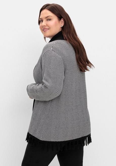 sheego Strickjacke im Fischgrätmuster, mit Schalkragen - schwarz-weiß sheego Sonderangebot der Fabrik