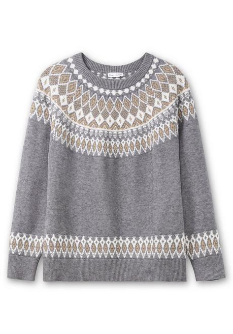 sheego by Joe Browns Jacquardpullover mit Norwegermuster - grau meliert sheego Super Rabatt