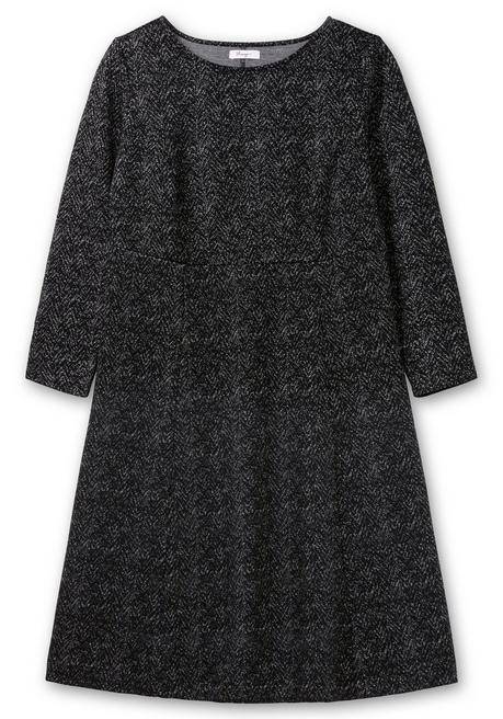 sheego Midikleid aus Interlock, im Jacquardmuster - schwarz gemustert sheego Riesige Rabatte