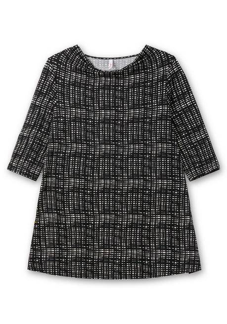 sheego Longshirt mit Print und Wasserfall-Ausschnitt - schwarz-weiß sheego Kostenloser Versand international