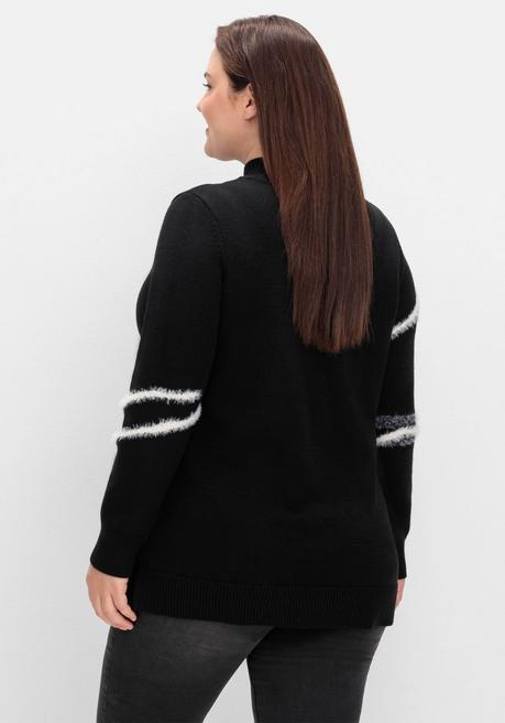 sheego Pullover mit Intarsienmuster aus Flauschgarn - schwarz gemustert sheego Begrenzt auf 3 Tage