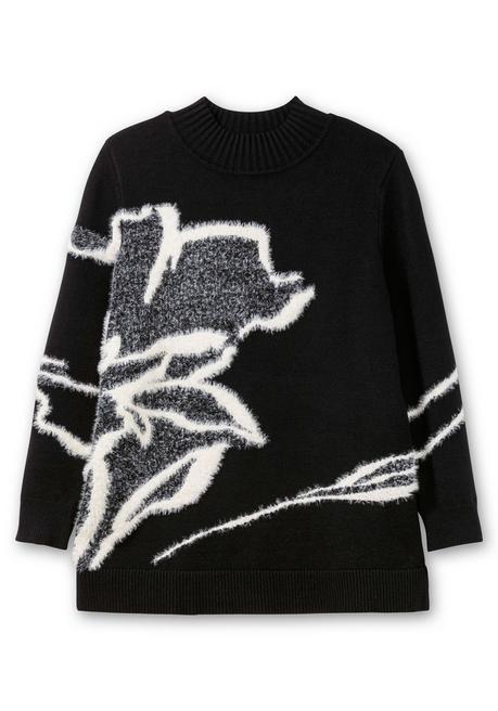 sheego Pullover mit Intarsienmuster aus Flauschgarn - schwarz gemustert sheego Begrenzt auf 3 Tage