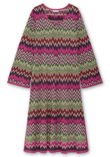 sheego by Joe Browns Wadenlanges Strickkleid im Zickzack-Muster - beere gemustert sheego Im Verkauf