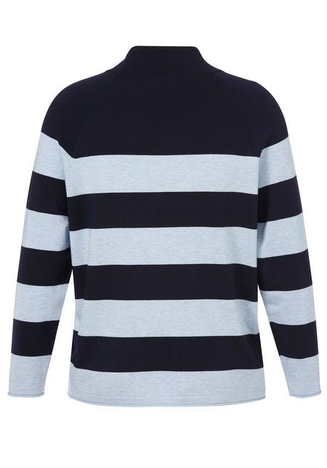 VIA APPIA DUE Gestreifter Pullover mit Tunnelzug am Stehkragen - indigo gestreift sheego 50% Rabatt für begrenzte Zeit
