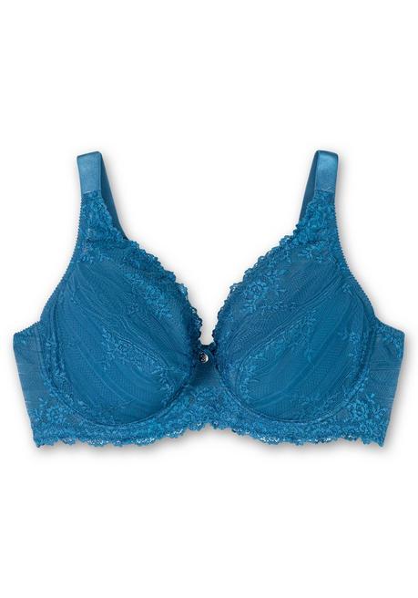 sheego Bügel-BH mit Spitze und breiten Trägern - blau sheego Saisonschlussverkauf