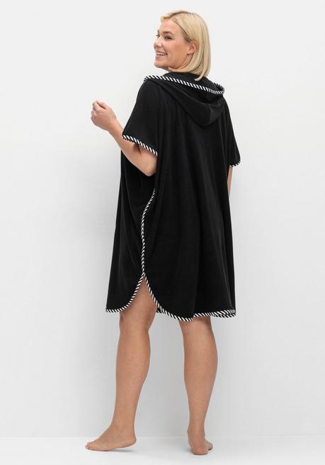sheego Bade-Poncho mit Kapuze, aus Frottee - schwarz sheego Weihnachtsangebot