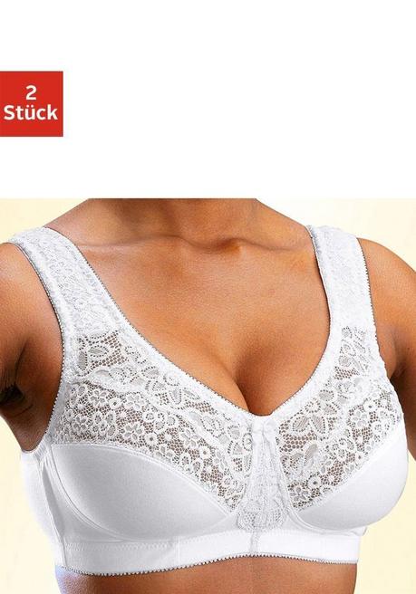 PETITE FLEUR Doppelpack Entlastungs-BHs mit Spitze - schwarz+weiß sheego Jubiläumsangebot