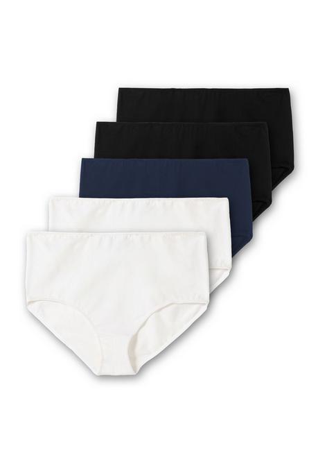 sheego 5er-Pack Taillenslips mit hohem Beinausschnitt - schwarz+weiß+marine sheego Neueste Mode
