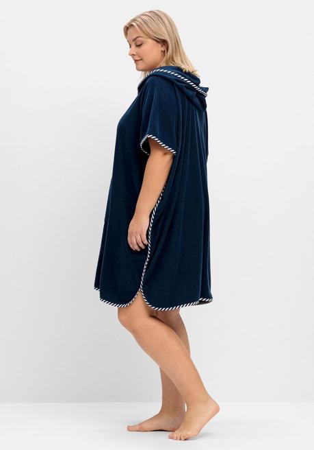 sheego Bade-Poncho mit Kapuze, aus Frottee - marine sheego Online Outlet