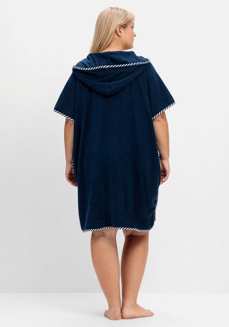 sheego Bade-Poncho mit Kapuze, aus Frottee - marine sheego Online Outlet