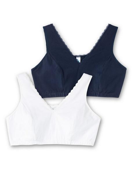 sheego Doppelpack Bustiers mit Spitzenbesatz - marine+weiß sheego Exklusive Angebote